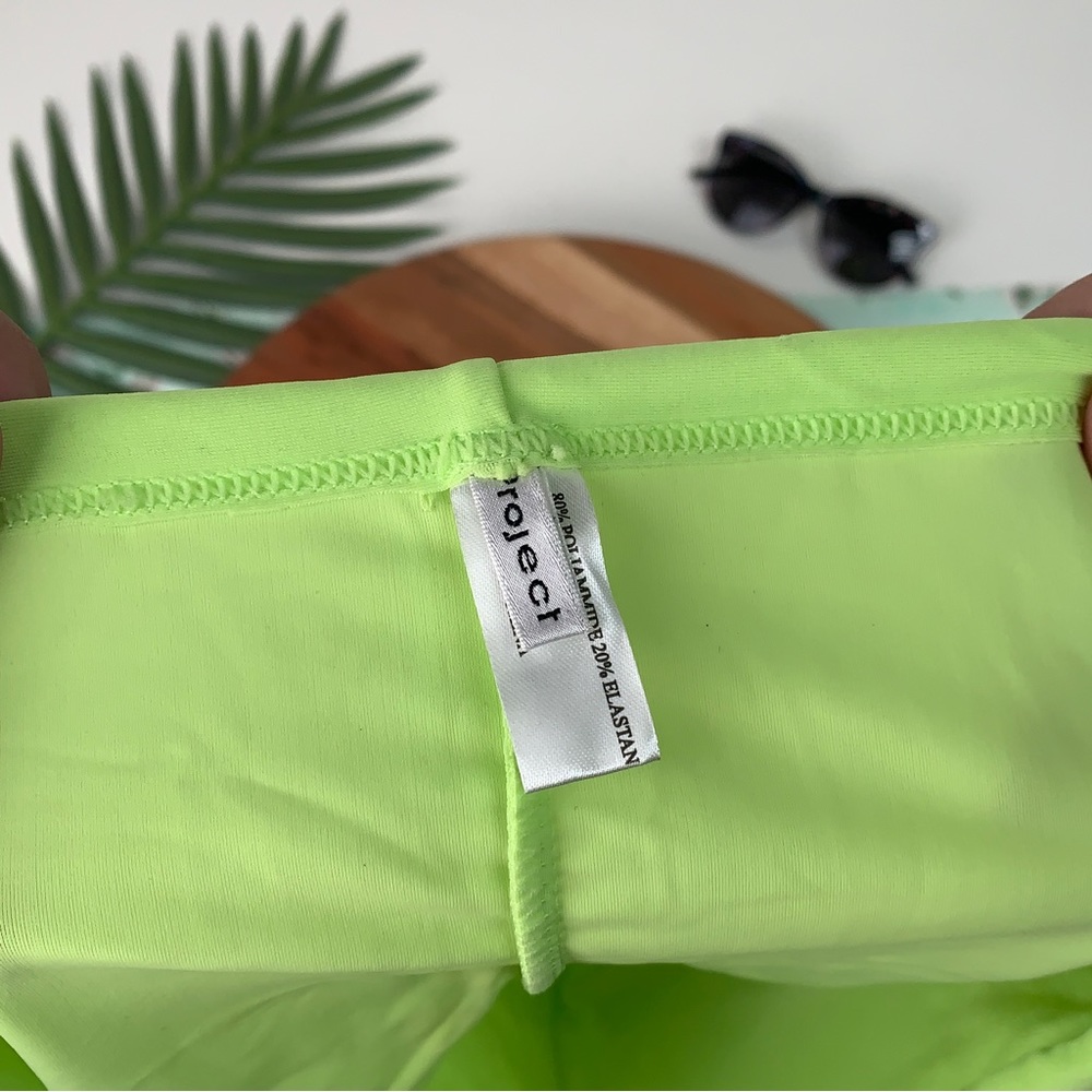 NWT Neon Green Two Piece Bikini Swimsuit Set w/ Brief shorts Bottoms - Lycra - Picture 6 of 11